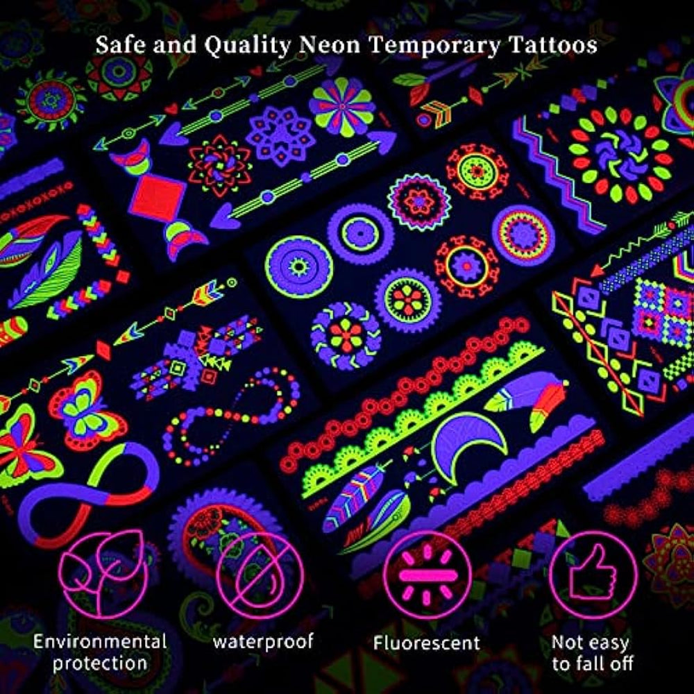 Glow in the Dark Temporary Tattoo Sheets