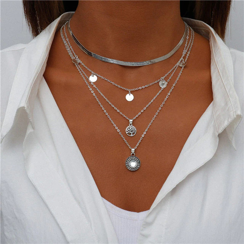 Boho Multi Layered Pendant Necklaces