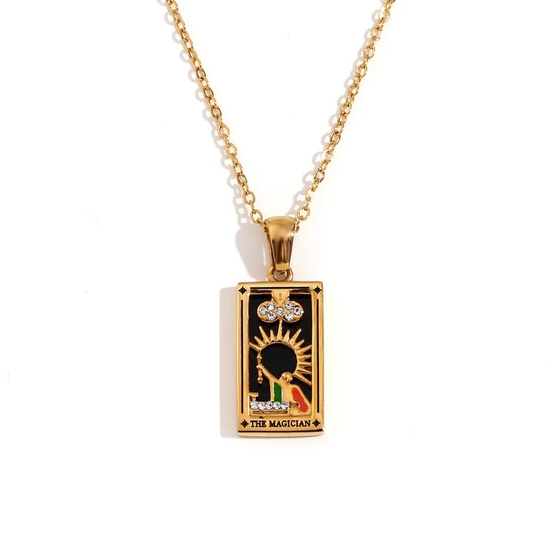 Original New Tarot Queen Lover Magician Moon Necklace Tarnish Free Stainless Steel Jewelry 18K Gold Plated Decoration