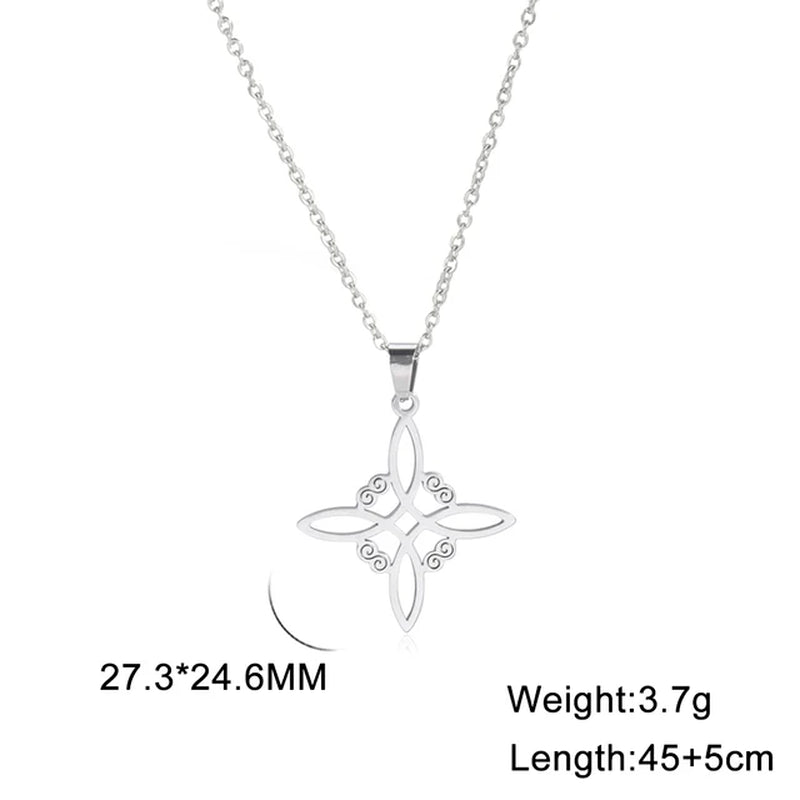 Wicca Witchcraft Witch Knot Necklace Stainless Steel Choker Necklaces Vintage Amulet Supernatural Jewelry Gift for Women