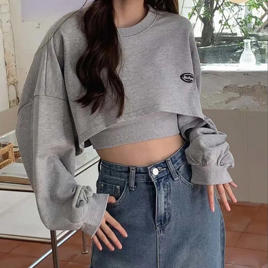 Cropped Thin Two-piece Sweatshirt