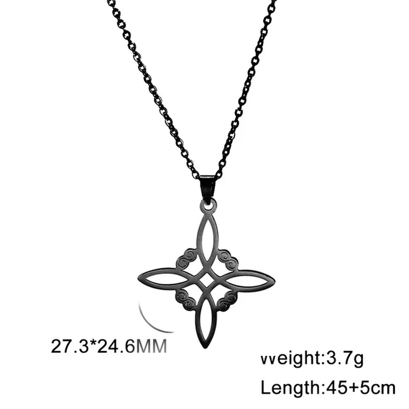 Wicca Witchcraft Witch Knot Necklace Stainless Steel Choker Necklaces Vintage Amulet Supernatural Jewelry Gift for Women