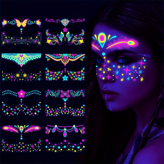 Fluorescent Butterfly Waterproof Face Stickers