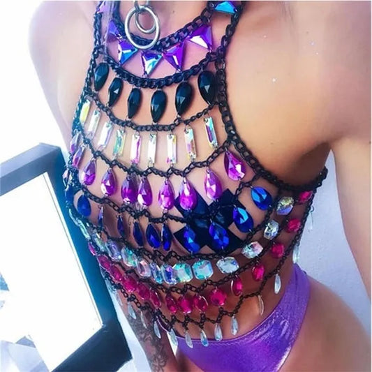 Crystal and Chain Crop Top 